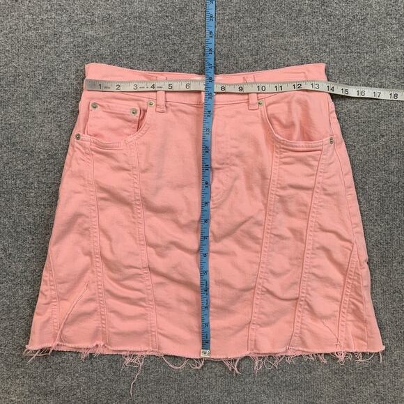 Rails Skirt Womens 25 Pink Brentwood Denim Raw Hem High Waisted 5 Pocket Mini - Picture 3 of 9